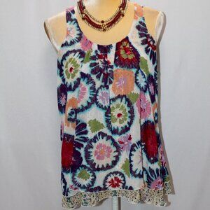 American Rag Abstract Floral Racer Back Tank Layered Top